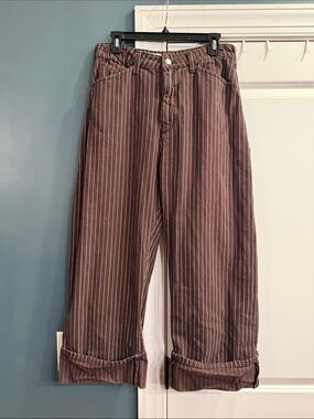 Pilcro Pinstripe Barrel Jeans Cuffed 28x25